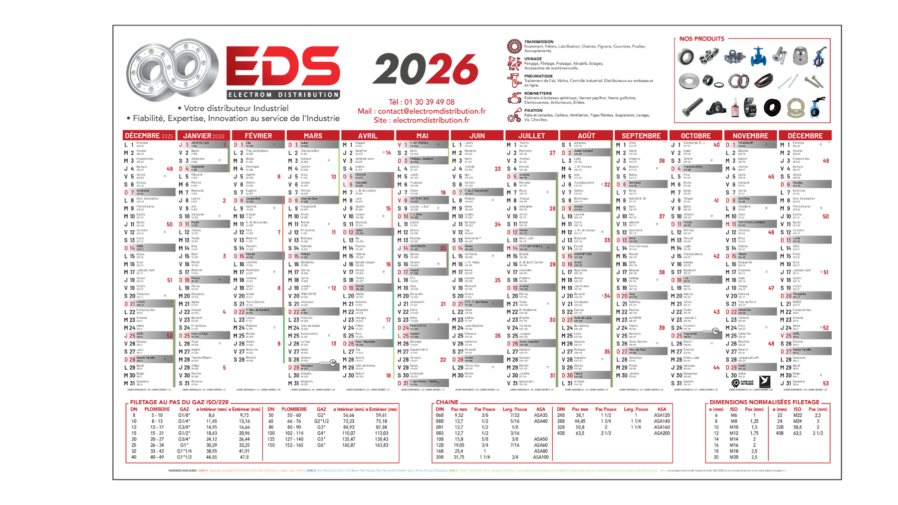 Calendriers 2026 Electrom Distribution